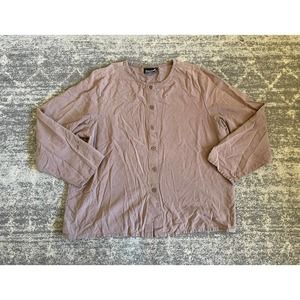 Eileen Fisher Womens M Silk Shirt Mauve Button Down Long Sleeve P3